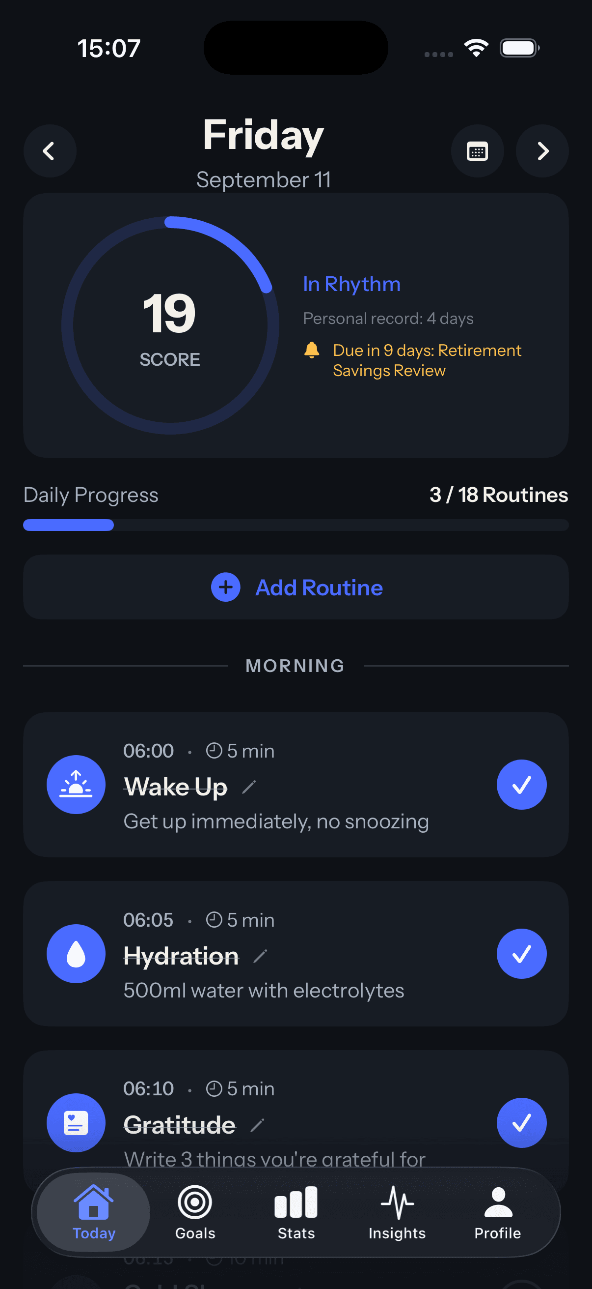 Dopafy Routine Plan app screenshot