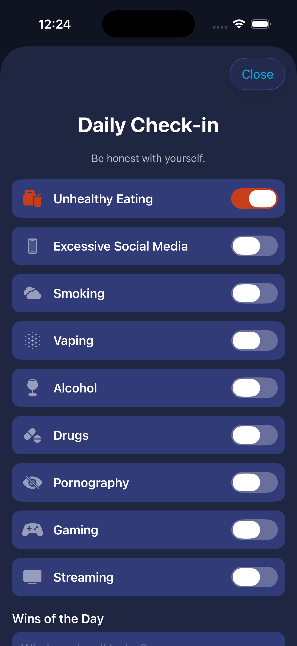 Dopafy bad habit check-in